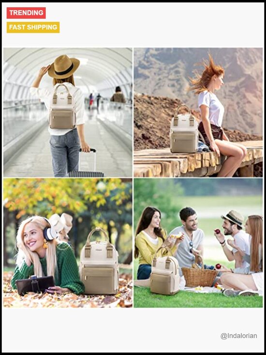 Mini Backpack with USB Port Waterproof Nylon Daypack for Travel School Work main image 4